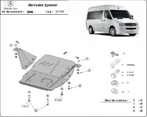 Scut motor metalic Mercedes Sprinter W906